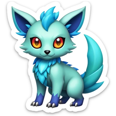 Cute cool edgy colorful fantasy animal hybrid Fakemon full body sticker