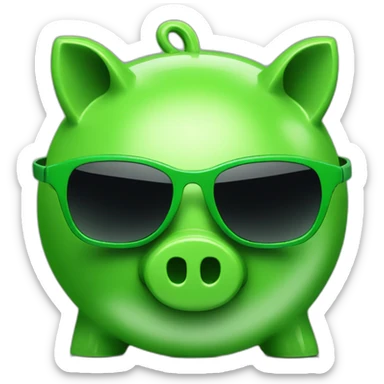 green piggybank with sunglasses sticker