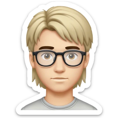 A boy with mullet haircut and glasses and with a eyebrow piercing  sticker