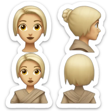 Jedi lady with short blonde hair and dark sand coloured sticker