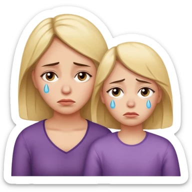 sad family (mom and daughter) sticker