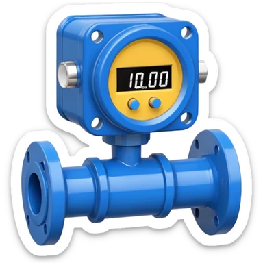 Mini caudalímetro color azul con brida y el medior tipo digital sticker