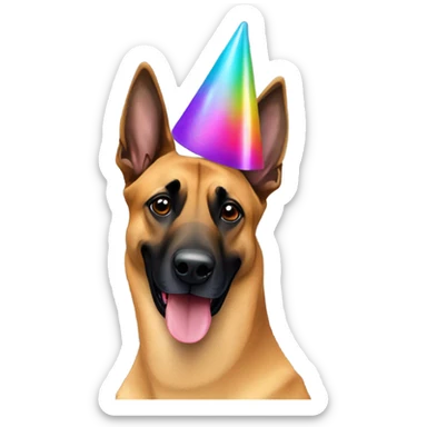 Belgian Malinois with party hat on  sticker