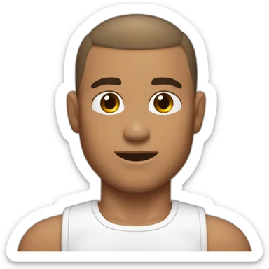 buff man body buzz cut brown hair sticker