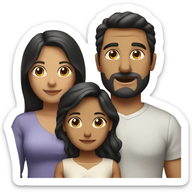Puerto rican beard short black hair  husband with blond long hair wife and brown long hair daughter Family  sticker