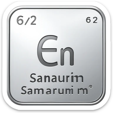 samarium element, rare earth metal, silvery white metal, chemical element Sm, atomic number 62 sticker