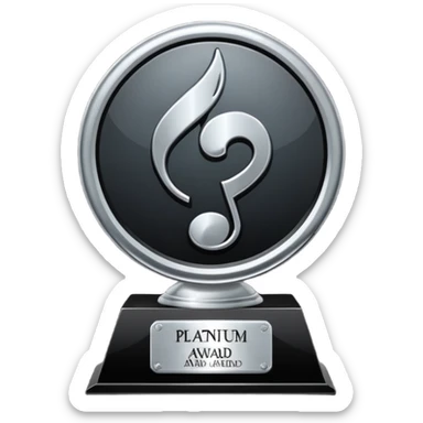 A dark metal platinum music award plaque sticker