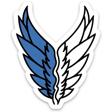 Wings of Freedom logo from Attack on Titan, overlapping blue and white wings, Survey Corps emblem sticker