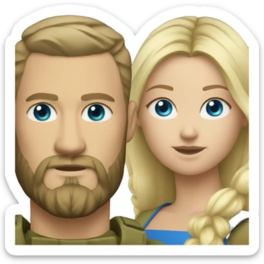 ukrainian military man with blonde with a beard and blue eyes who looks like ragnar lodbrok sticker