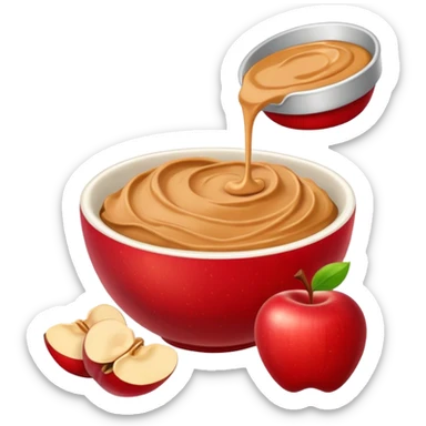 apple pieces in bowl with peanutbutter sticker