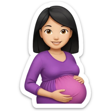 pregnant asian woman with black hair sticker