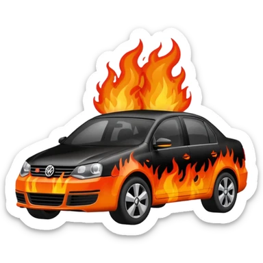 black volkswagen jetta on fire sticker