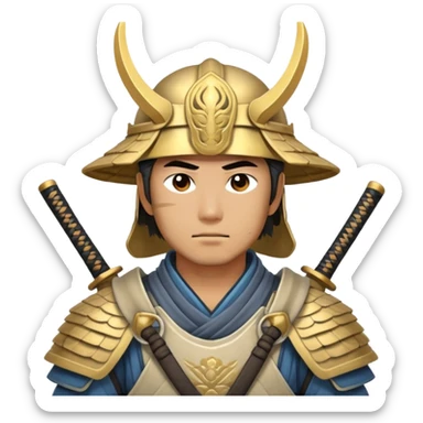 male samurai warrior with angelic halo and nomadic traveling gear sticker