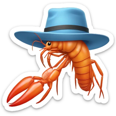 prawn wearing a hat sticker