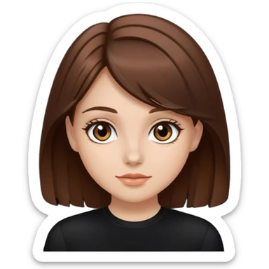 Beautiful girl with brown hair and brown eyes and with fair skin in the black top sticker