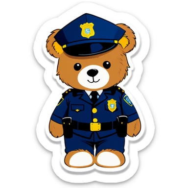 Teddy bear wearing Police uniform  sticker