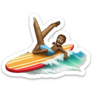 a palm tree riding a surfboard sticker