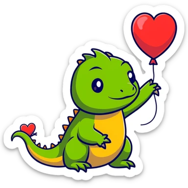 bearded dragon with heart balloon sticker