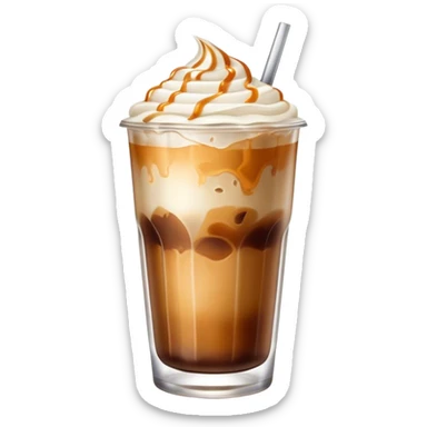 A iced coffee latte with caramel and cream sticker