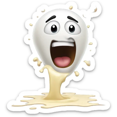 Screaming emoji with spilled milk  sticker