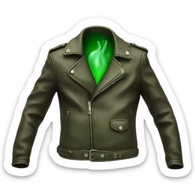 Bad smelling leather jacket with green bad smell coming off sticker