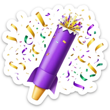 party popper purple   sticker