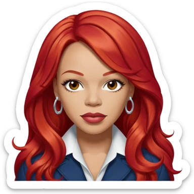 Faith Evans with long red hair sticker