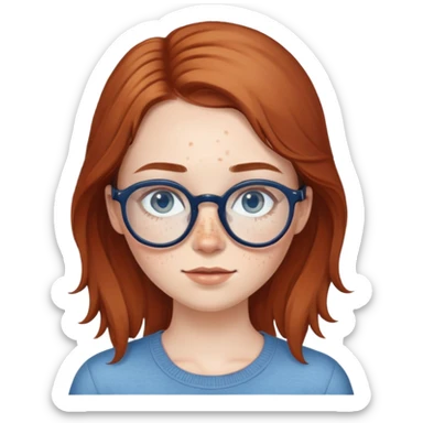 Brunette girl, with brown round glasses, and freckles and pale man with dirty blonde hair, freckles, blue eyes, and red beard. sticker