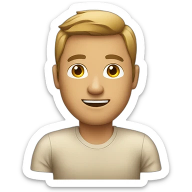 man in an office chair wearing a beige t shirt sticker