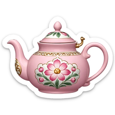 A pink and white flowery TeaPot sticker