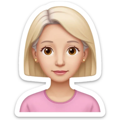 Memoji woman baju pink muka,telinga warna cream, telinga pakai alat dengar warna beinge sticker