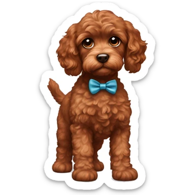 Full body reddish brown baby cockapoo with bow sticker