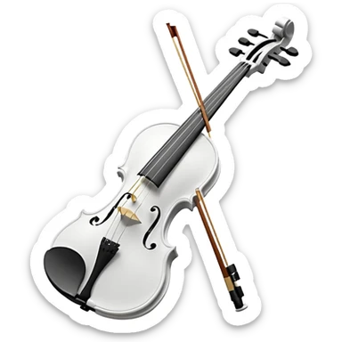 A pure white violin, sleek and elegant, animated style, soft glow, premium 3D-like shading, high resolution, minimalistic background, cheerful and visually appealing, perfect for Telegram emoji or sticker sticker