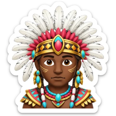 Aztec tiger warrior with feathered headdress sticker