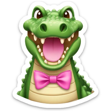 Crocodile with a pink bow sticker