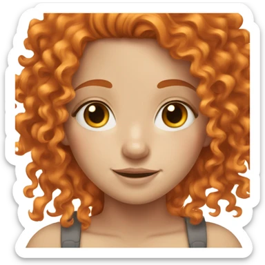 White girl with freckles with orange curly hair  sticker