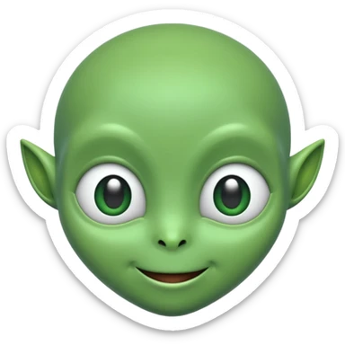 A cute alien face with two white eyes, no antennae, no nostrils sticker