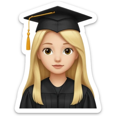 Blonde girl with long wait with graduation gown sticker