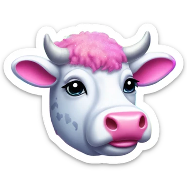 Lisa frank glitter rainbow fluffy cow sticker