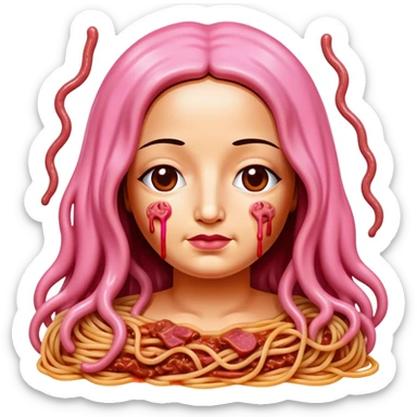  SPAM meat melted pink dripping sauce spaghetti monalisa portrait sticker