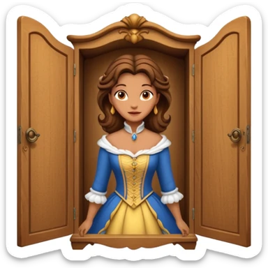 A middle-aged lady character from the fairy tale Beauty and the Beast — she was turned into a wardrobe by magic, while retaining the wardrobe's original form and having an anthropomorphic face. sticker