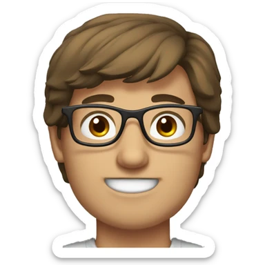 guy with glases and middle long brown hair, dark eyes, with the name Arco sticker