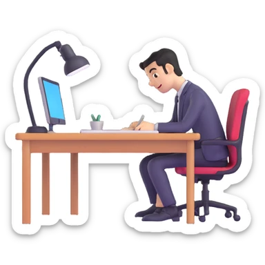 coder at a desk sticker