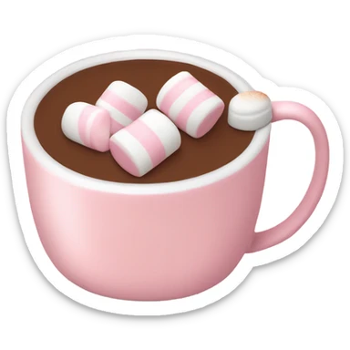 Light Pink mug of hot chocolate with marshmallows  sticker