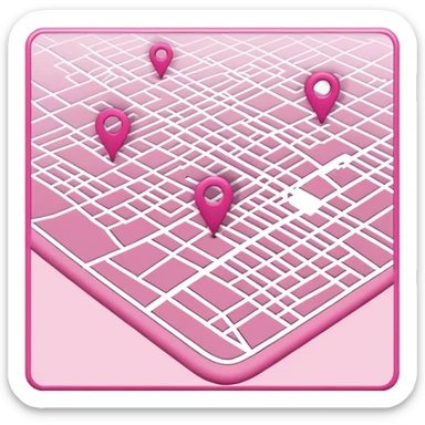 mix pink of a big gps paper map of the lines sticker