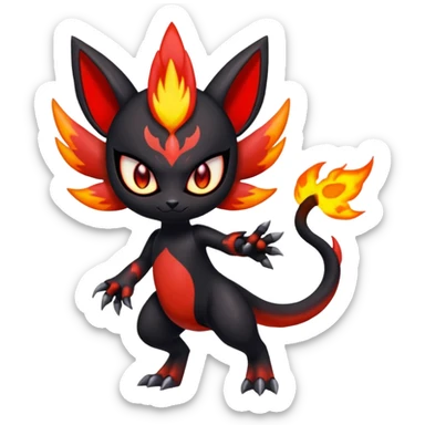 Colorful Shiny Cool Badass Spicy Evil Spooky Meloetta-Litten-Guilmon-Darkrai-Pokémon-Fakémon-fusion-hybrid-creature sticker