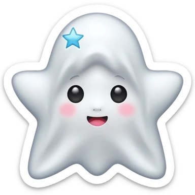 ghost kawai star white sticker