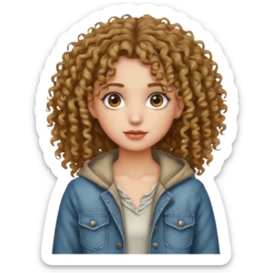 ios 18 emoji pretty girl with curly hair and poor clothes sticker
