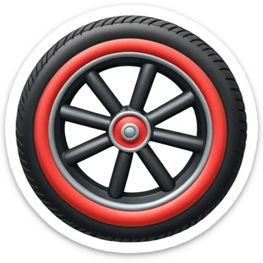 The aircraft's landing gear is one inflated, plump wheel with a strut, black in color, cartoon-style, isometric sticker