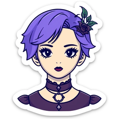 gothic femboy with makeup, choker, and dark victorian clothes sticker